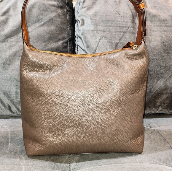 DOONEY & BOURKE PAIGE SAC PEBBLED LEATHER TASSLED HOBO BAG IN ELEPHANT BNWOT - Picture 11 of 16